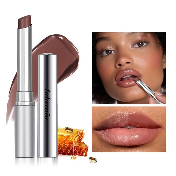 Honey Lipstick Tinted Lip Balm - Sheer Hydrating Lipstick for All Skin Tones - Moisturizing Lip Color, Nourishing Lip Balm with a Hint of Natural Black Cherry Tint (Nude & Pink)