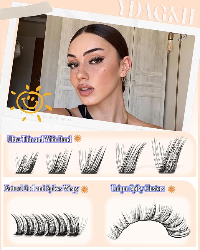 Wispy Lash Clusters Cat Eye Spiky Cluster Eyelash Extensions Feathered Cluster Lashes Fairy Spikes Eyelash Clusters Fox Eye 10-18mm Volume Anime Individual Lash Extension 144Pcs