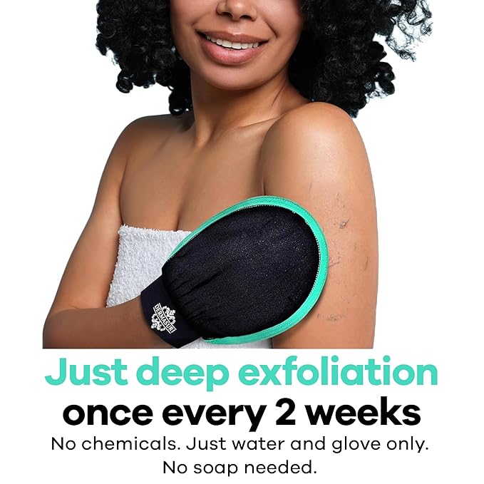 Dermasuri - Deep Exfoliating Glove for Shower - Scrubbing Mitt Body Scrubber Gloves - Korean Skin Cleaner Exfoliator - Dead Skin Buffing Treatment - Keratosis Pilaris Scrub Remover - (1 Pack)