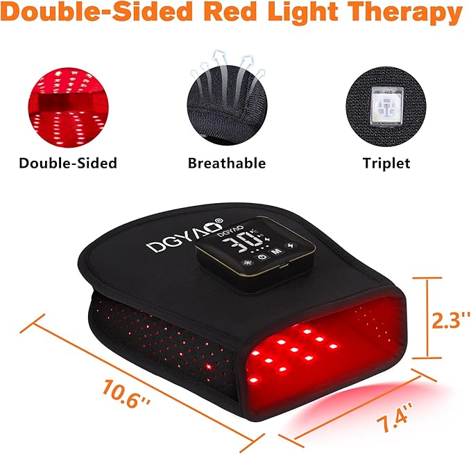 TUOB Red Light Therapy for Hand, Cordless Infrared Light Therapy Device with Battery, Led Light Therapy Double Side Pad Glove Deep Penetrate Joint Benefit for Hand Wrist Fingers Pain Relief