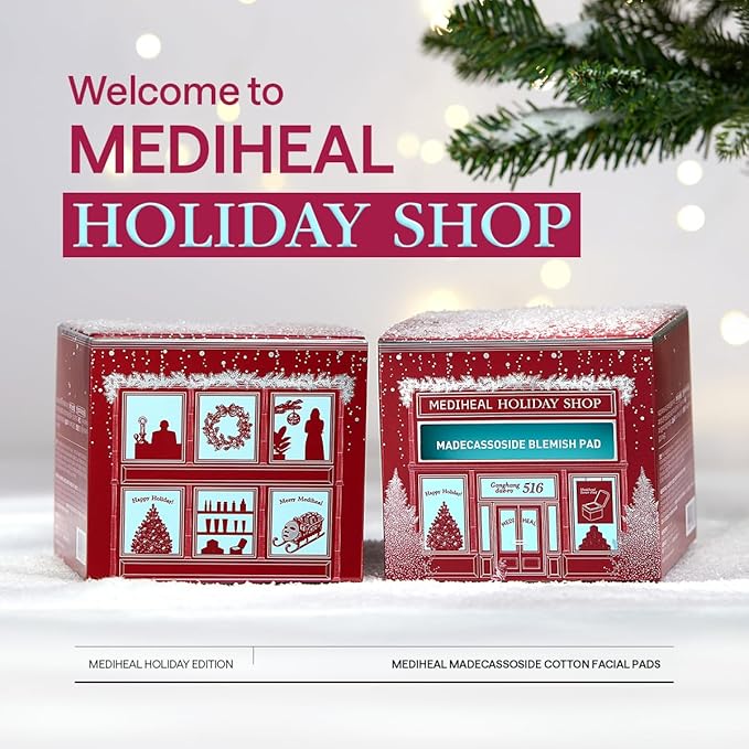 MEDIHEAL Toner Pads [Madecassoside] Blemish Care - Holiday Gift Edition - Centella Asiatica to Improve Uneven Skin Tone - Vegan Hypoallergenic Face Gauze (100 Count)
