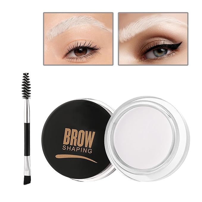Eyebrow Pomade Brow Gel Pomade,Long Lasting Waterproof and Enhancers Eyebrow Soft Smooth,Eyebrow Makeup Gel with Eyebrow Brush for Girls and Women-White
