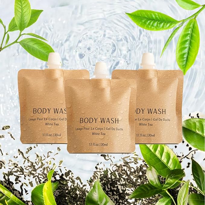 BIO CORN Body Wash Recyclable Kraft Paper Pouch Bag (100 Pack, 1.1oz/30ml)