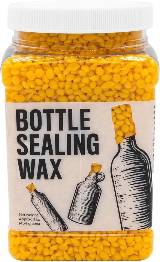 Blended Waxes, Inc. Bottle Sealing Wax Beads, Premium Pastille Wax Seal Beads For Wine, Beer, and Liquor Bottle Closure, Seals Between 25-30 Bottles, 1 lb, Bright Yellow