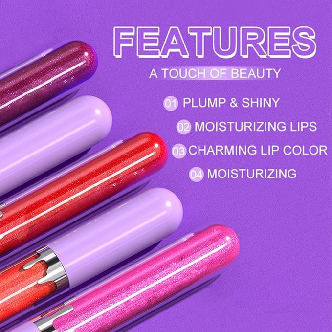 Hxssll Glitter Liquid Lip Gloss,Orchid Shimmer Lipstick, Waterproof Shimmer Lip Stain Lip Glaze, High Shine Long Lasting Shiny Lip Color Makeup 15#