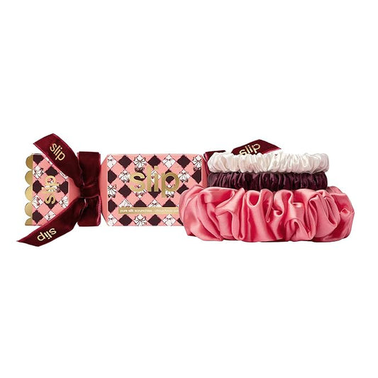 slip Assorted Scrunchies in Holiday Cracker Packaging: Anti-Crease, Anti-Breakage Slipsilk™ Design Protects Delicate Hair | Includes 3 Pure Silk Scrunchies, Sweetheart
