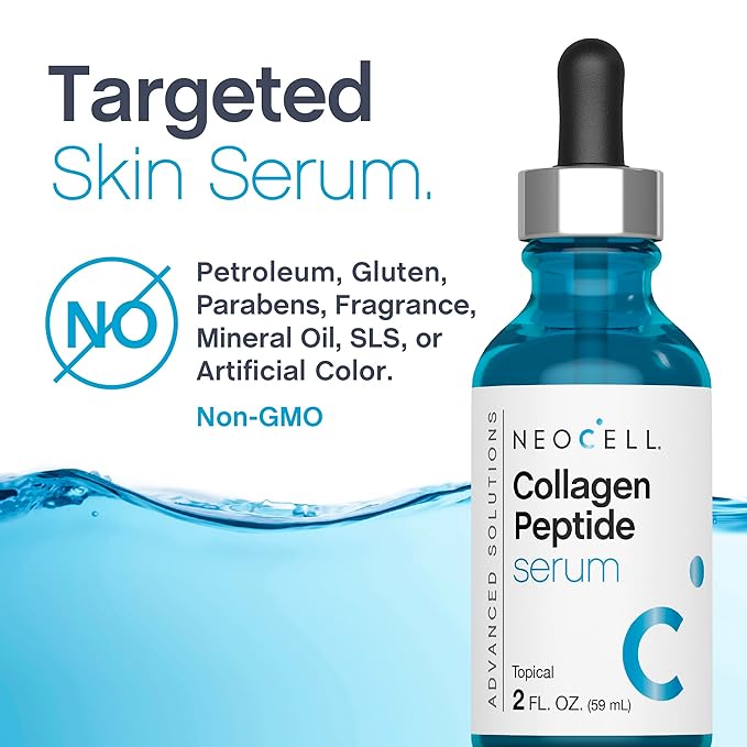 NeoCell Collagen Peptides Serum for Face | 2 fl oz | Advanced Skin Care | Targeted Fine Lines Formula | for Women and Men