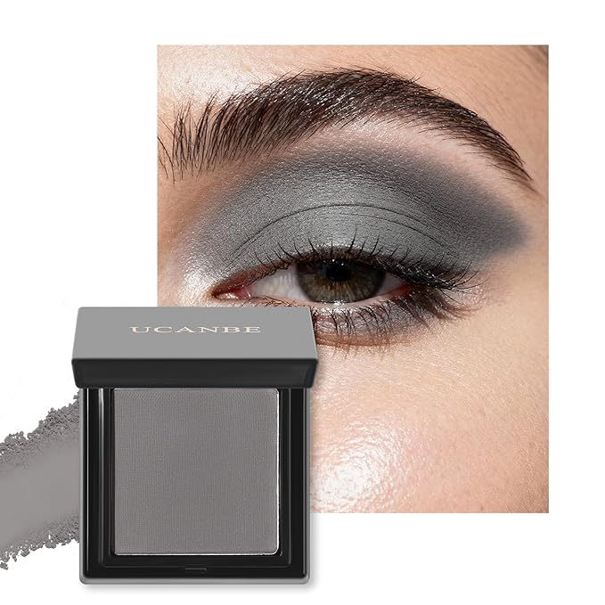 UCANBE Gray Single Eyeshadow Palette, Highly Pigmented Matte Eye Shadow Powder, Professional Long-Lasting Waterproof Makeup Palette
