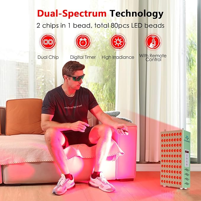 Red Light Therapy for Body Face, 400W 80pcs LED Red Light 660nm & Infrared Light 850nm Red Light Therapy Panel Device Lamp for Skin Beauty & Anti-Aging with Controller