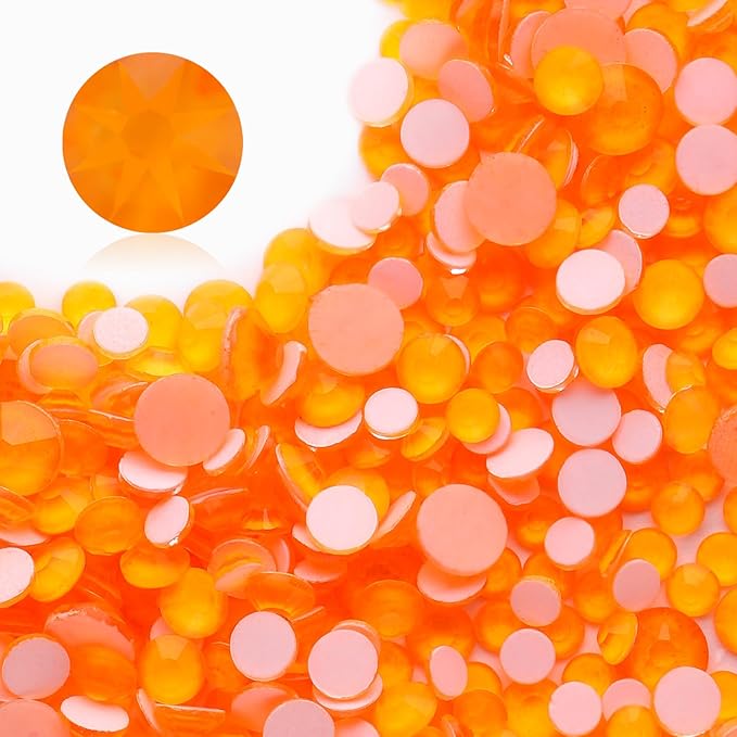 Meibite Neon Orange Flatback Rhinestones, Glass Rhinestones for Nail Art and Craft, Glue Fix, Loose Crystal Gemstones(Neon Orange, SS20, 1440pcs, 4.6-4.8mm)