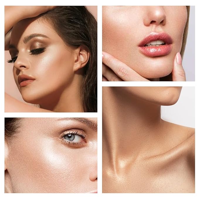 Boobeen Highlighter Palette - Powder Shimmer Highlighter Makeup Facial Illuminator Bronzer Palette - Waterproof Long Lasting