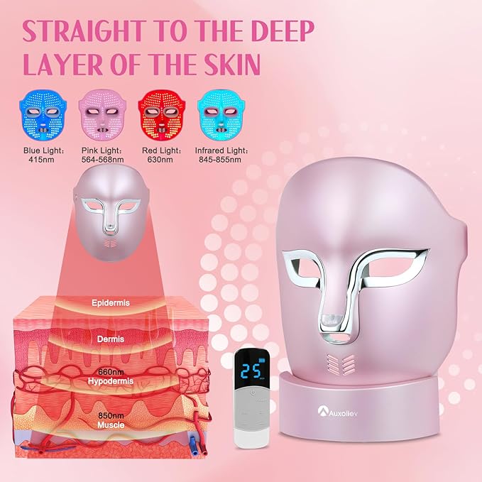 FSA Red Light Therapy Mask -Target Acne Removal,Wrinkles&Redness,Salon-Level Pro Infrared Face Mask Anti-Aging Skincare for Home Yoga,2000mAh Rechargeable,Led Light Therapy Facial Mask Wirless Remote