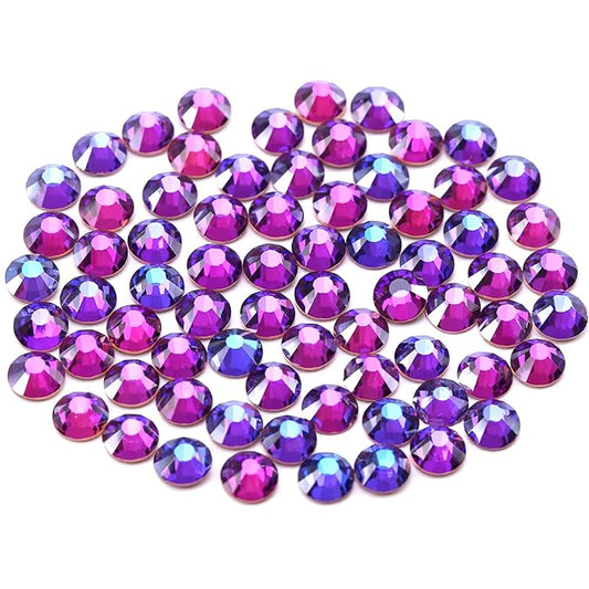 Novani Purple Rhinestones, Flatback Loose Crystal Gemstones 1440pcs Glass Rhinestones for Clothes Shoes Crafts Makeup Nail Art and DIY Decorations(SS16, Purple Velvet)