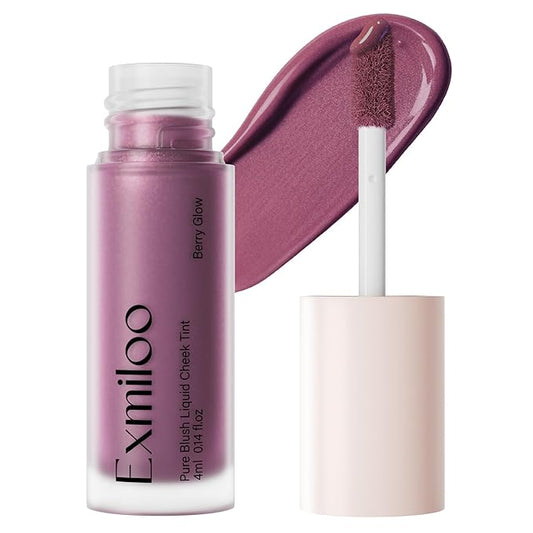 Exmiloo Liquid Blush for Cheeks, Lightweight Liquid Blush with Luminous Glow Sheer Finish, Blendable & Buildable Cool Toned Blush, Vegan & Cruelty-Free, Berry Glow