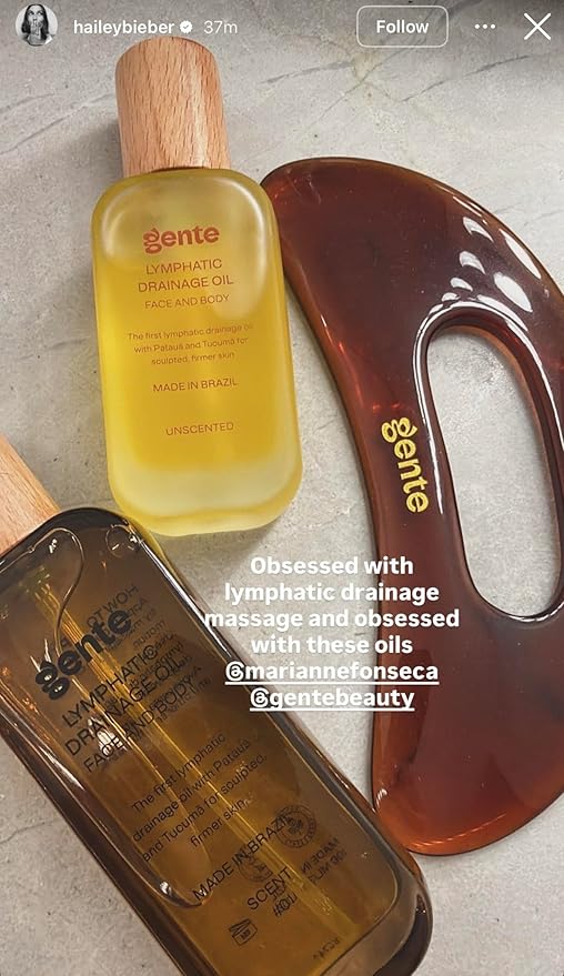 GENTE BEAUTY Lymphatic Drainage Oil, Body Sculpting Formula, Brazilian Oils Blend with Pataua, Coffea Arabica, Mulateiro Extract (100ml, Scented)