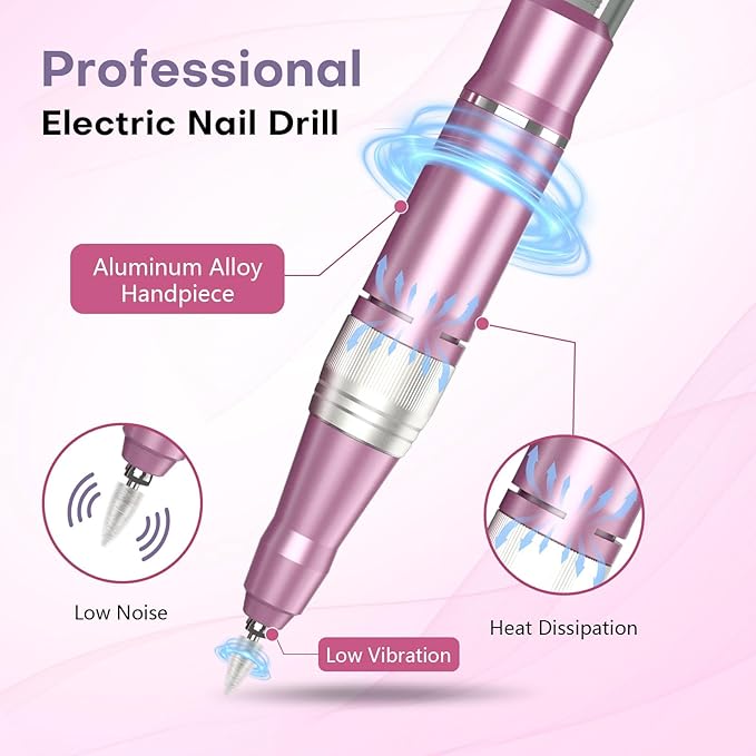 TUOBEO Nail Drill Electric Nail File Kit 45000 RPM Professional Efile Nail Set,Cordless Portable Rechargeable Acrylic Gel Nail Polish Remover Machine Pedicure Manicure Tool with 11 Bits for Salon Home