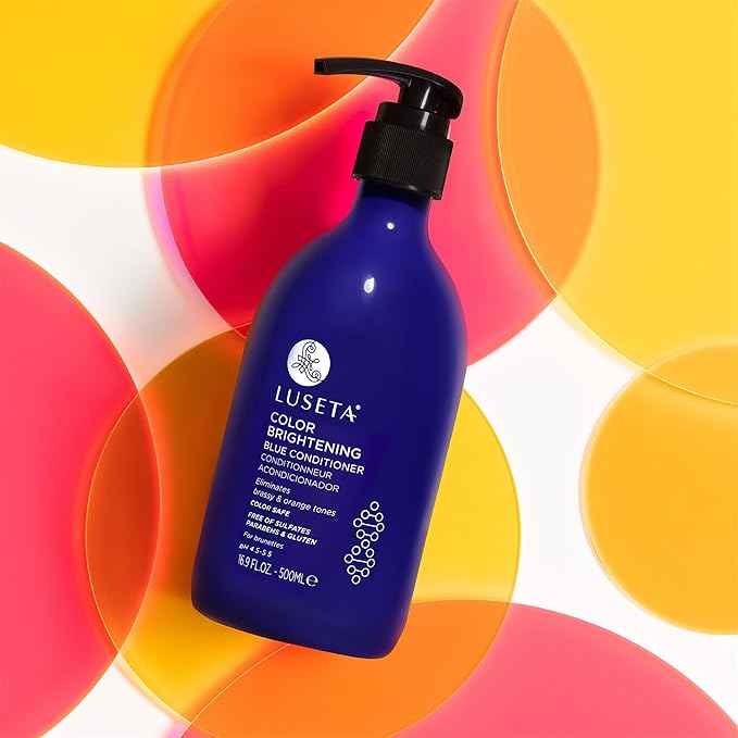 Luseta Blue Shampoo for Brassy and Cool-toned Brunette Color, Color Depositing and Brightening for Treated Hair 16.9oz