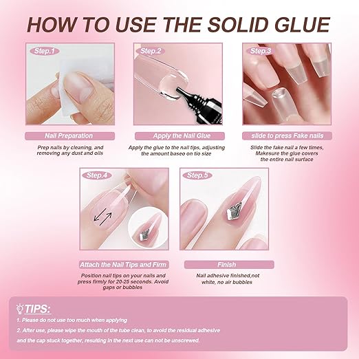 Semi Solid Nail Glue for Press-On Nails, No U V Lamp Needed, Quick-Drying Gel for Long-Lasting Fake Acrylic Nails, Includes Remover