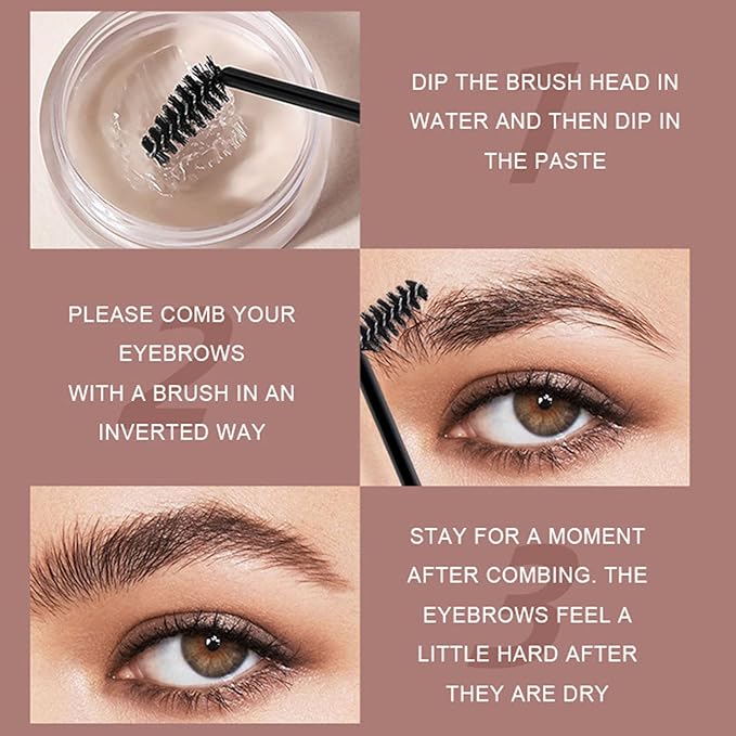 Eyebrow Pomade Brow Gel Pomade,Long Lasting Waterproof and Enhancers Eyebrow Soft Smooth,Eyebrow Makeup Gel with Eyebrow Brush for Girls and Women-Transparent