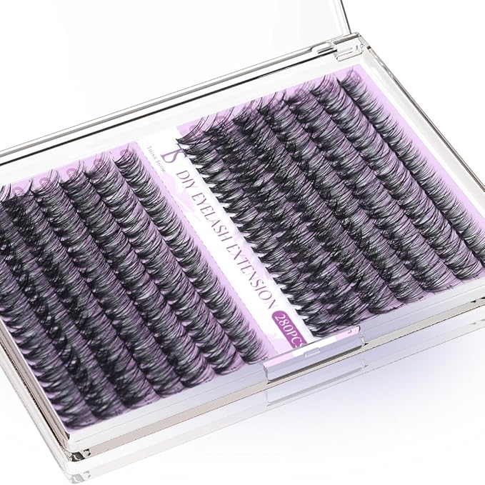 THINK SHOW 280PCS Fluffy Lash Clusters Kit - 30D & 40D Volume Lashes Clusters, 9-16mm Wispy and Natural Lash Clusters, Easy Apply at Home, Reusable & Cruelty Free Cluster Eyelash Extensions
