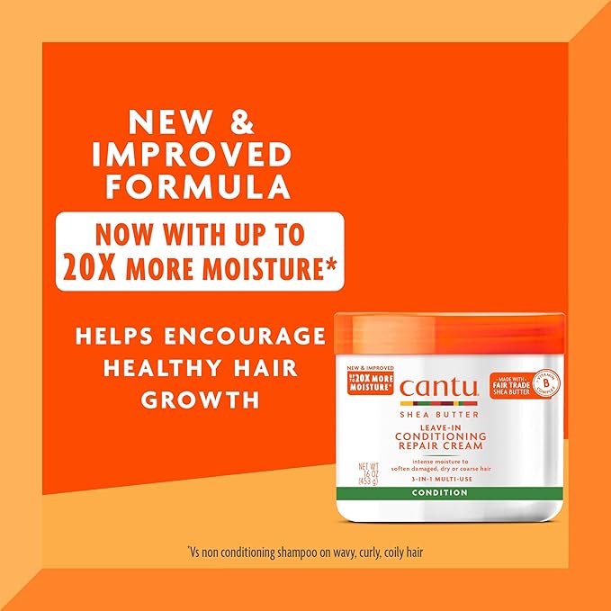 Cantu Leave-In Conditioning Repair Cream with Shea Butter, 16 oz (Pack of 2)