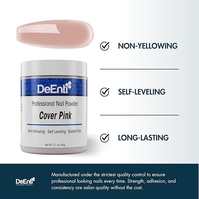 DeEnti Acrylic Nail Powder - 4oz Cover Pink|Professional Grade, Bubble-Free Acrylic Powder for Nails | Long-Lasting, Chip-Resistant Nail Acrylic Powder for Carving, Extensions & Fake Nails
