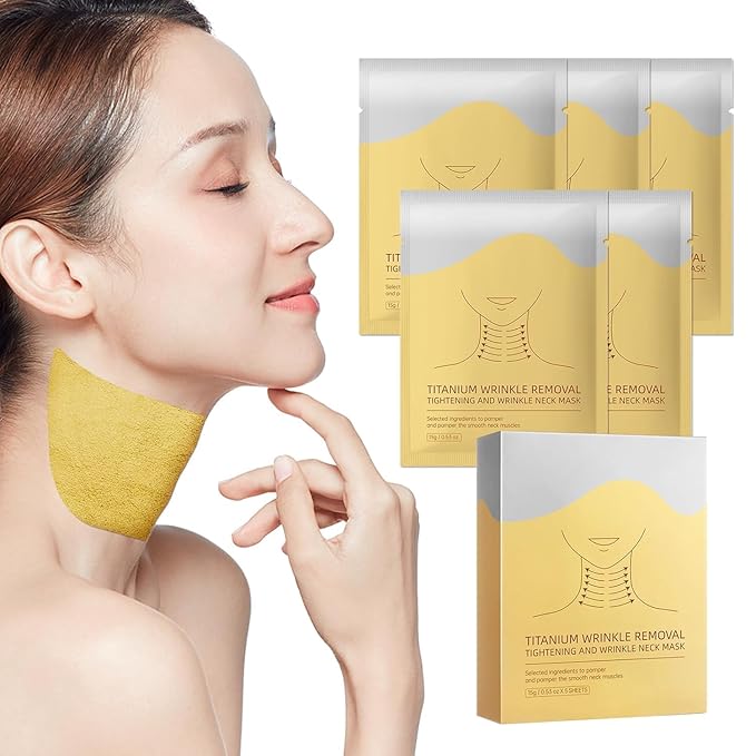 Tseriact Golden Glow Neck Mask - Neck Wrinkle Patches Hydrating Mask Patches Moisturizing Wrinkle Pads Reduces Fine Lines for Skincare 5PCS (5 Count (Pack of 1)