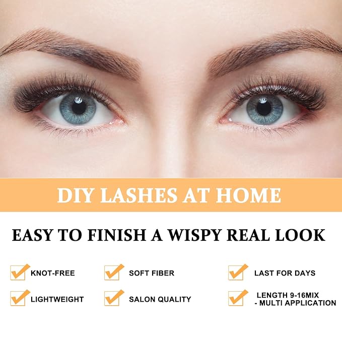 B&Q Lash Clusters 280PCS Natural Eyelash Clusters 50D D 18mm Individual Lash Wispy Eyelash Extension with Soft Thin Band Classic Look Pestañas Postizas Comfortable DIY at Home(50D-D-18mm)