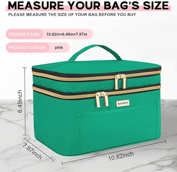 BAFAMYE 8.8L Makeup Travel Bag Women, Large Cosmetic Case, Makeup Bag Organizer Box Travel-Size Accessories Bottles, Brushes, and Skin Care Products, Toiletry Bag for Women 2.33 GAL