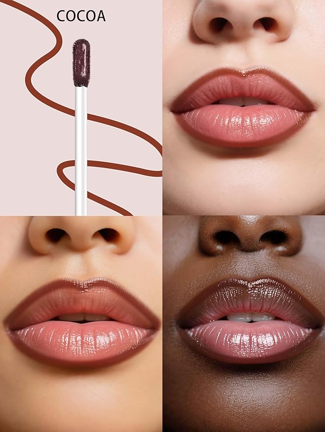 QCMME Lip Stain Peel Off Lip Liner Stain with Tweezer, Long Lasting Matte Lip Tint Tattoo, Highly Pigmented Color Lip Makeup, Waterproof Lipstick, Transfer-proof Lipstain for Women, Cocoa