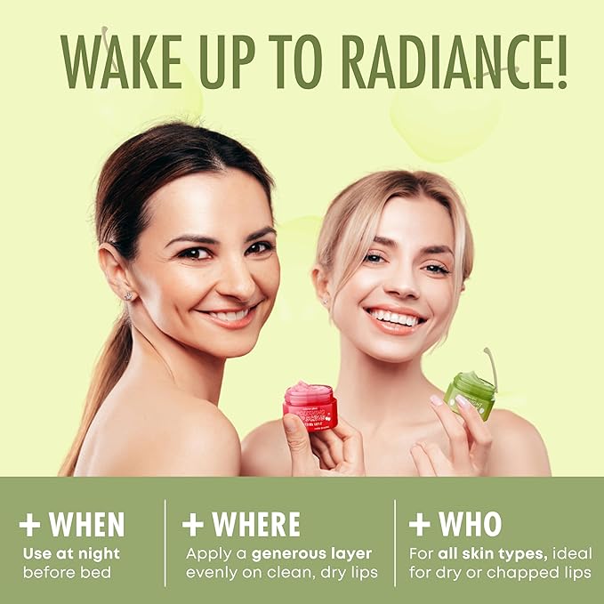 Sundae Glow Lip Mask & Scrub – Apple, Pear, Cherry & Mint – Hydrates, Exfoliates, Softens, Repairs Dry & Chapped Lips – Dermatologist Tested, Korean Skin Care – Vegan, Clean Beauty – Duo Pack