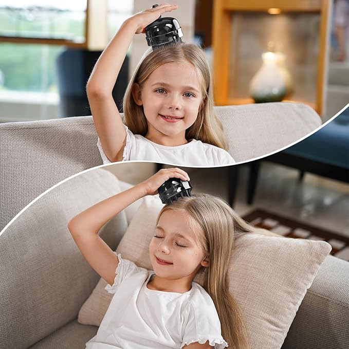 SHINLEA 2 in 1 Scalp Massager Hair Growth,Scalp Scrubber with Soft Silicone Bristles for Dandruff Removal,Shampoo Brush for Exfoliation,Head Massager for Both Wet and Dry Use (Black)