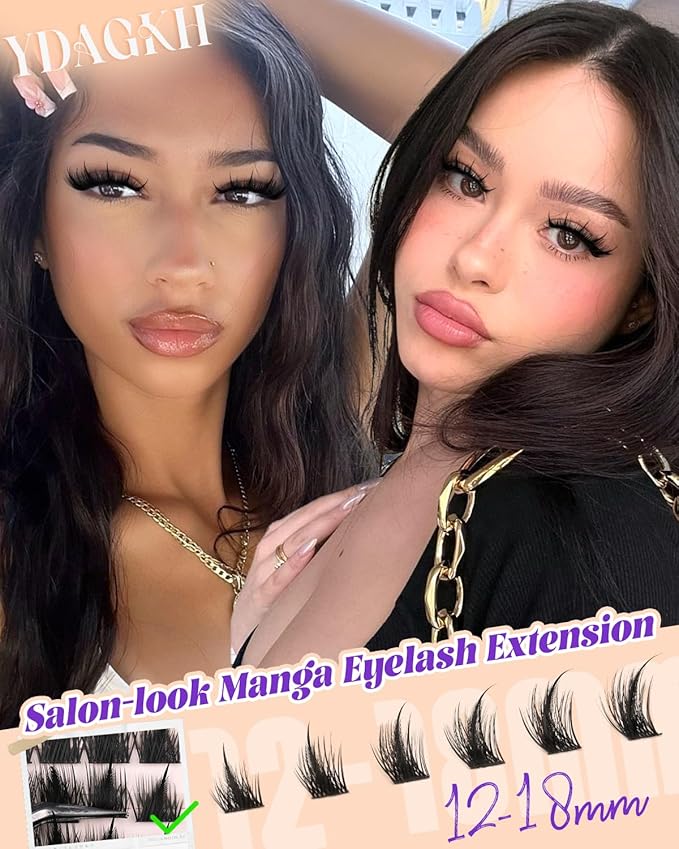 YDAGKH Lash Clusters Spiky Eyelash Clusters Fox Eye Cluster Eyelash Extensions Unique Spikes Individuals Manga Lash Extension 144Pcs DIY Fairy Anime Cluster Eyelashes Volume Cat Eye Lashes Long