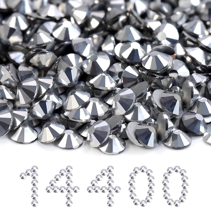 MEIBITE Flatback Rhinestones Bulk, 14400PCS Silver Rhinestones for Clothes DIY Decoration Crafts, Silver, SS20, 4.6-4.8mm