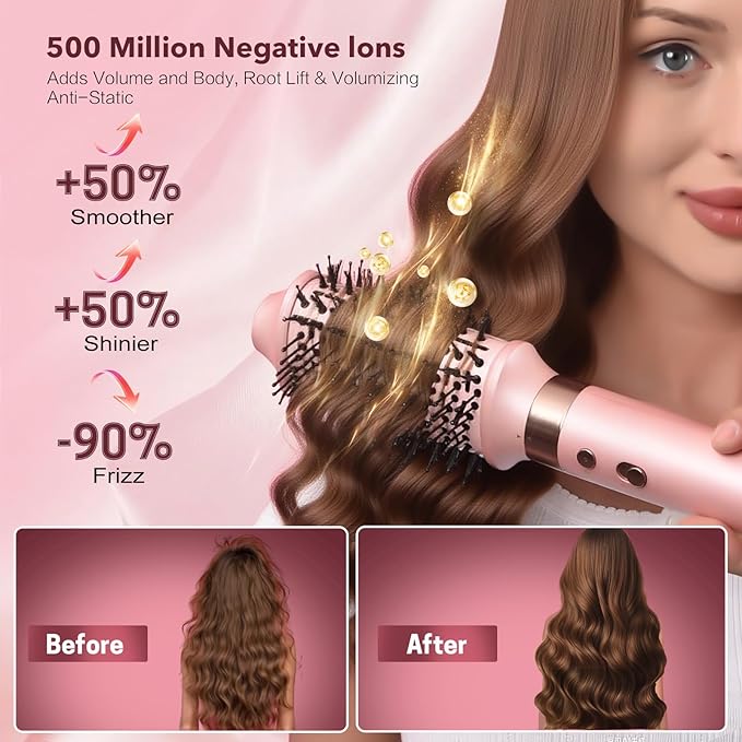 Mythsight Dual Voltage StyleVibe 6-in-1 Air Styler, Hair Dryer & Blow Dryer Brush with Travel Case - Auto Wrap Curls (L/R), Fast Drying, Thermal Brush for Blowouts & Frizz-Free Volume, No Heat Damage