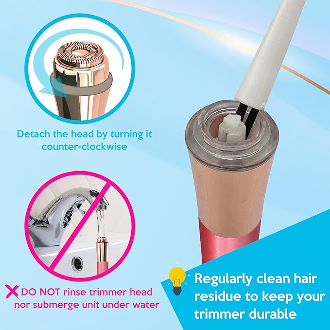 iMusthav Facial Hair Remover for Women – Painless Flawless Electric Razor, Epilator & Trimmer 18K Gold-Plated Dual Ring Floating Head 20mm, USB Rechargeable, 360° LED Light for Face, Lip & Chin