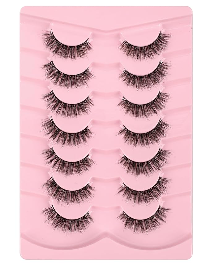 Wispy Fake Lashes Natural False Eyelashes Light C Curl Eye Lashes Sets Pack Natural Look Classic Lashes 13mm Thin Band Faux Mink Lashes 75-SHOOK