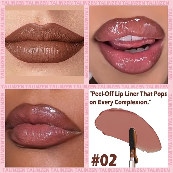 TALINZEN lip stain peel off,beauty-waterproof,transfer-proof and smudge-proof,makeup for all occasions,perfect for everyone (#02,0.12floz/3.5ml e)