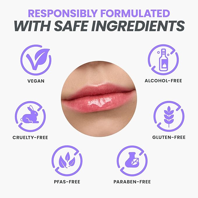 Wonderskin Lip Oil Rehab Serum - Tinted Lip Oil for Women, Hydrating, Moisturizing, and Non-Sticky Red Tint Serum for Dry Lips (Amour)
