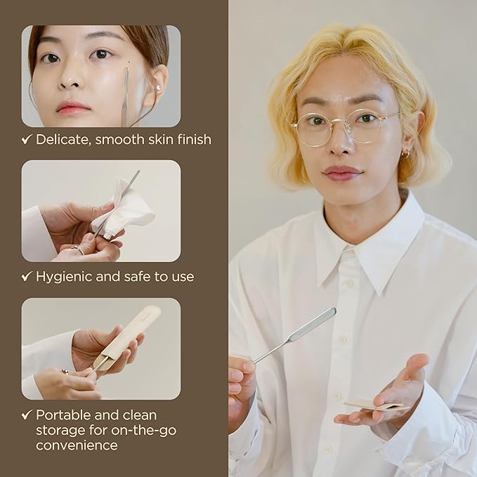 Piccasso Brush Korean Foundation Spatula – Professional Stainless Steel Makeup Tool for Thin, Seamless Foundation & Cream Blending (Spatula Set)