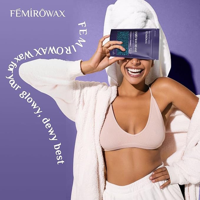 FEMIROWAX Wax Beads, 1lb Hard Wax Beans for Hair Removal Sensitive Skin with sandalwood Formula Waxing Beads for Full Body Brazilian Bikini Face Eyebrow at Home Wax Refill for Women Men