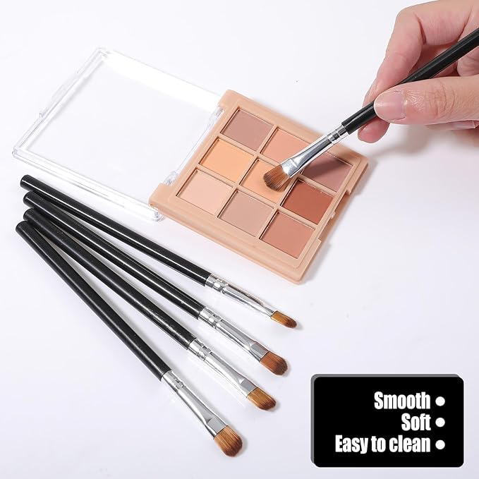 12 Pcs Concealer Brush, Eyeshadow Brush Flat Concealer Brushes Small Eyeshadow Brushes Makeup Applicator for Brow Tools for Cream Liquid Shadows Blending Mini Eye Applicator Smudge