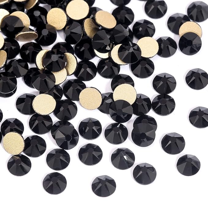 Novani Black Rhinestones 1440pcs Flat Back Round Rhinestone Style 2088 Sparkly Crystal Gemstones for Nail Art and Crafting SS16,3.8-4.0mm