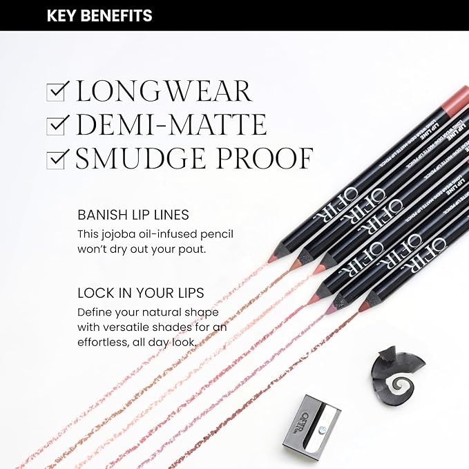 OFIR Longwear Demi-Matte Lip Pencil | Smudge-Proof, Easy Glide, Hydrating, Long-Lasting Color | Off Pink - Neutral Nude Lip Liner Pencil | 0.042 OZ