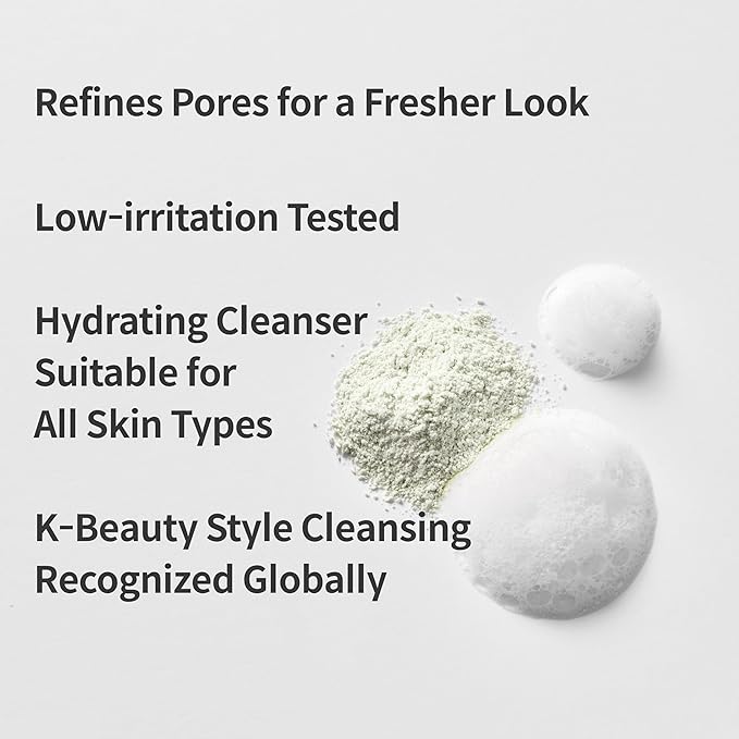 Matcha Enzyme FX Powder-To-Foam Cleanser, Enzyme Face Wash With Matcha Extract, Hydrating Korean Facial Cleanser For Daily Use, Water-Based Fragrance Free Formula, All Skin Types, 1.76oz