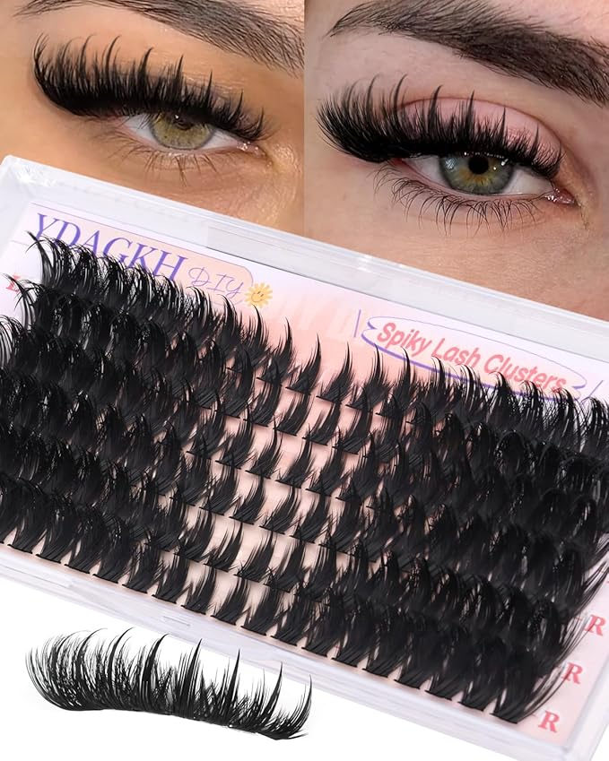 80D Lash Clusters with Spikes Unique Spiky Cat Eye Lashes Fairy Anime Eyelash Clusters Wispy Manga Cluster Eyelash Extensions 9-18mm 120Pcs Natural Volume Individual Lashes Ultra-Thin Band
