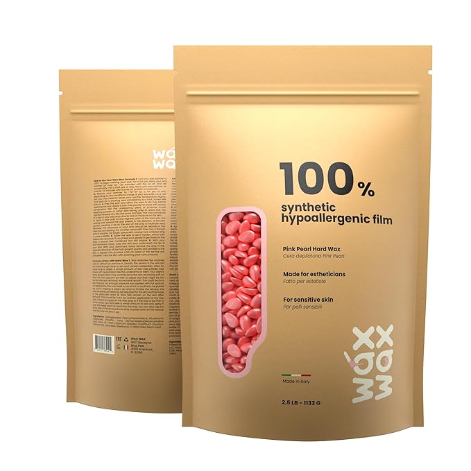 Wax Wax Pink Pearl Hard Wax Beads | Brazilian & Bikini Wax for Ultra Sensitive Skin | Rosin-Free, Hypoallergenic, Strip-Free, Low Melting, Cruelty-Free, Eco-Friendly Waxing Beads | Made In Italy-2.5lb