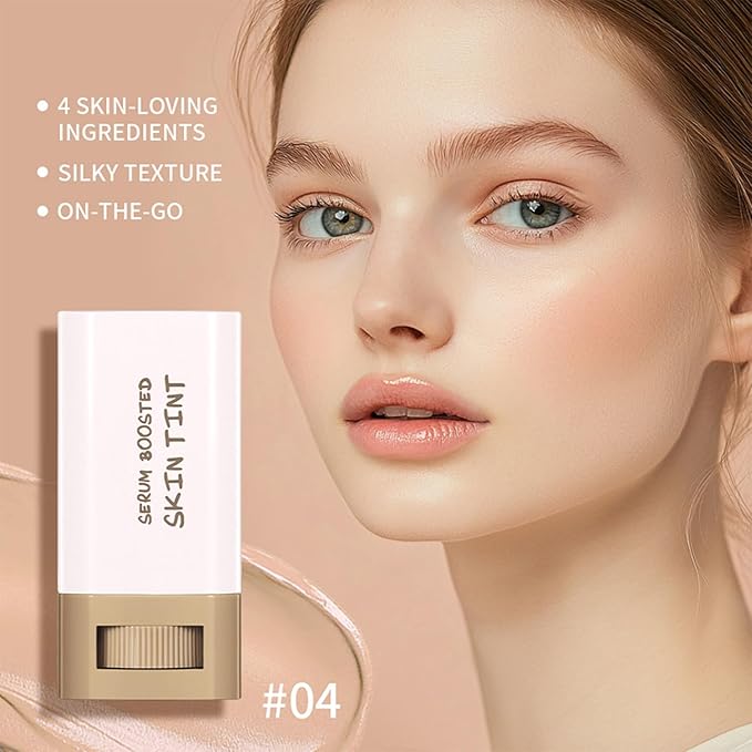 2 Pcs Foundation Stick Beauty Balm Serum Boosted Skin Tint Solid Tinted Moisturizing Serum Contour Stick Foundation for Women Natural Finish Makeup (#05, 0.63 OZ)