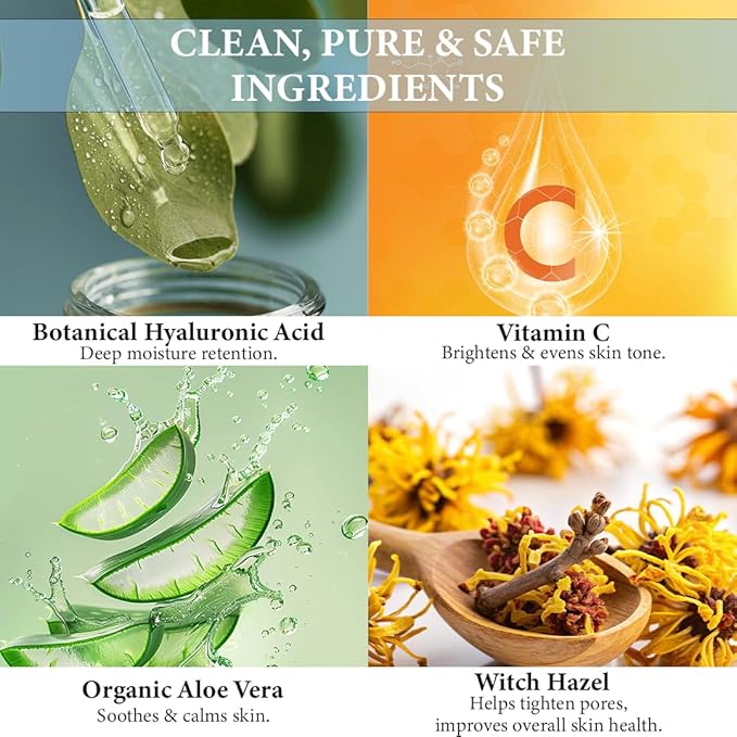 Hyaluronic Acid Serum with Vitamin C & E – Deep Hydration, Brightening & Anti-Aging | Plumps, Smooths Fine Lines & Wrinkles | Lightweight, Non-Greasy, Fragrance-Free