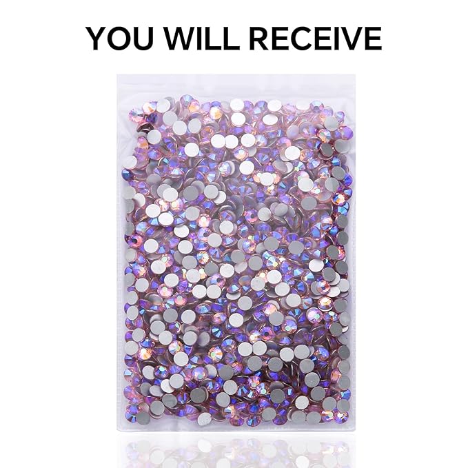 288Pcs Pink AB Crystal Rhinestones,Glass Flatback Rhinestones Gemstones for Nail Face Makeup Art Crafts Clothes Decoration -(SS30,6.5mm,Pink AB)